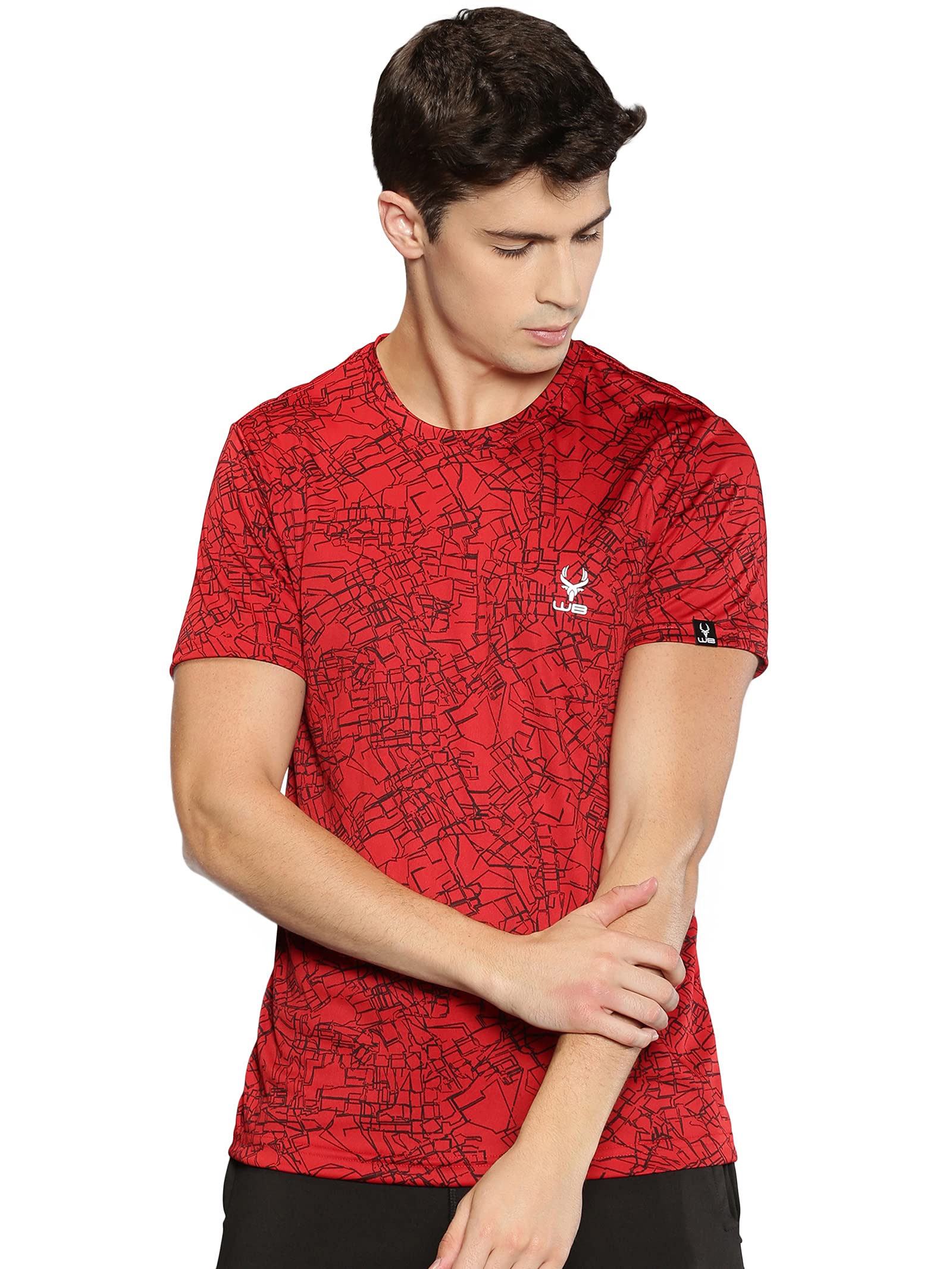 WILDBROCKETMen's Round Neck Regular Gym Sports T-Shirt