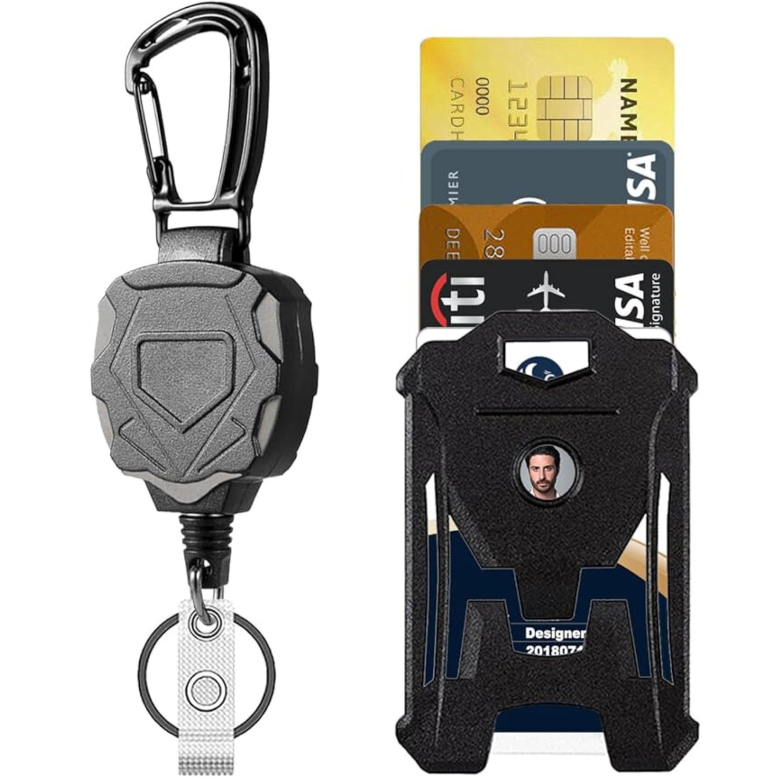 SARAOONT™ KeyChain with ID Badge Holder | Retractable Clip, Durable Lanyard, Vertical Card Holder, Secure Key Ring for Work, Office, Travel, Conferences