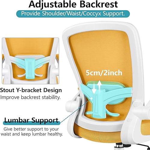 Miniatura 5 de FelixKing Silla de oficina, silla de escritorio ergonómica, silla de malla transpirable con respaldo alto ajustable, reposabrazos abatibles, silla