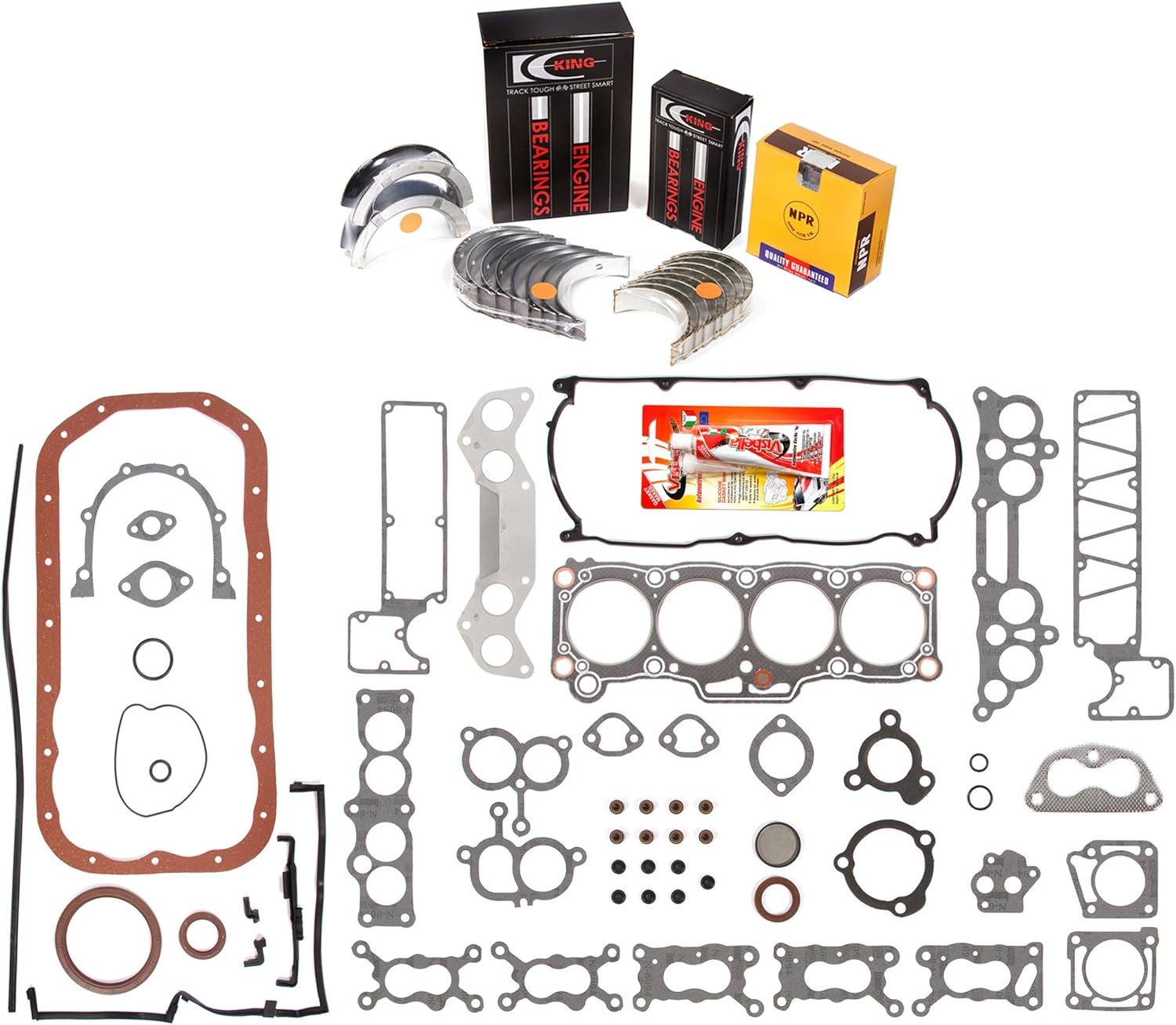 Engine Rering Kit FSBRR6003 Compatible With 87-93 Mazda B2200 2.2 8V F2L F2G Full Gasket Set, Standard Size Main Rod Bearings, Standard Size Piston Rings