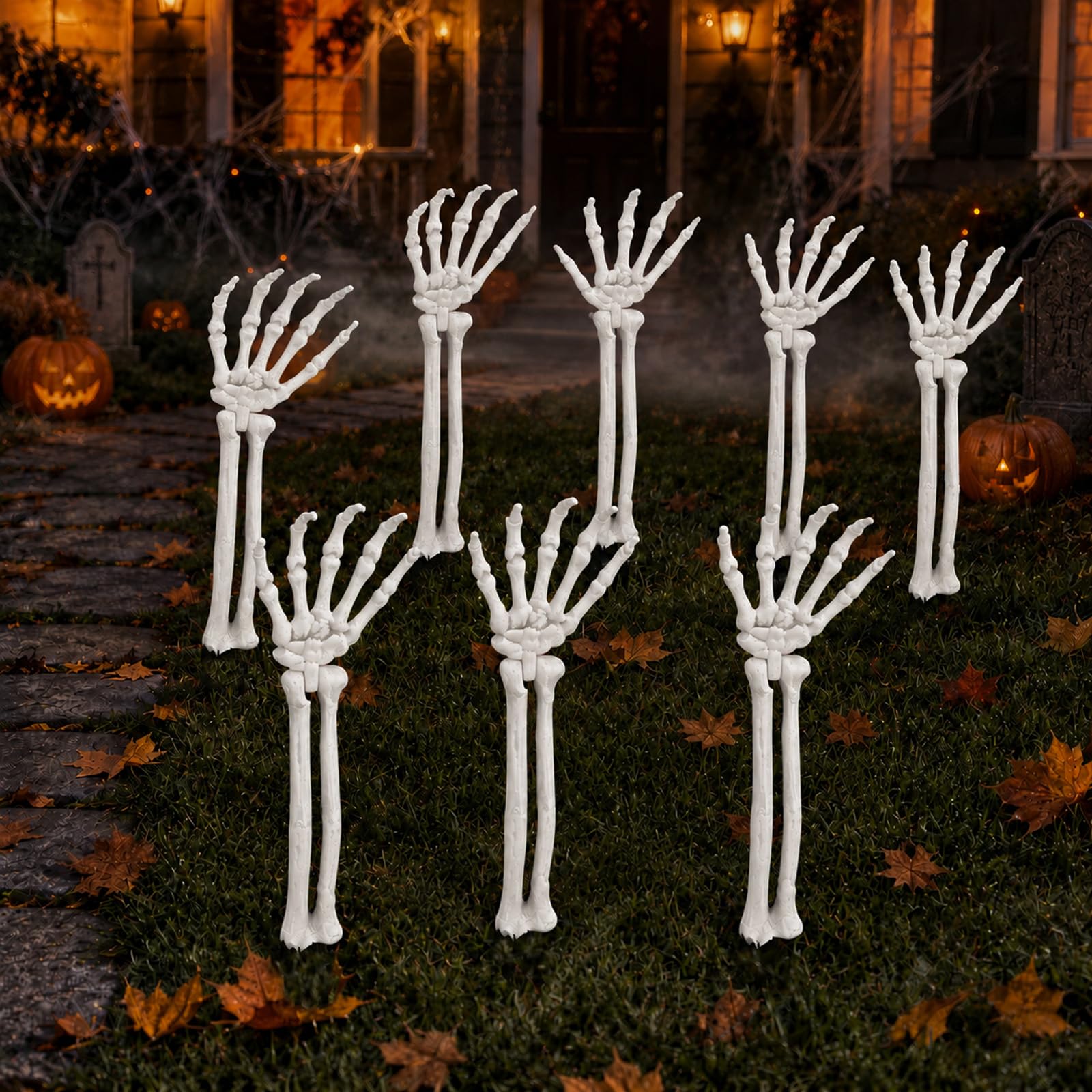 Yee Rossly 8pcs Skeleton Arm Stakes, Halloween Skeleton Hands Decoration