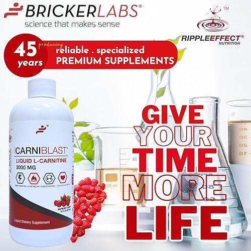 Miniatura 9 de Bricker Labs CARNIBLAST L-carnitina líquida 3000 mg, Carnitina L Premium Carnipure, nutrición energética, suplemento energético y refuerzo de