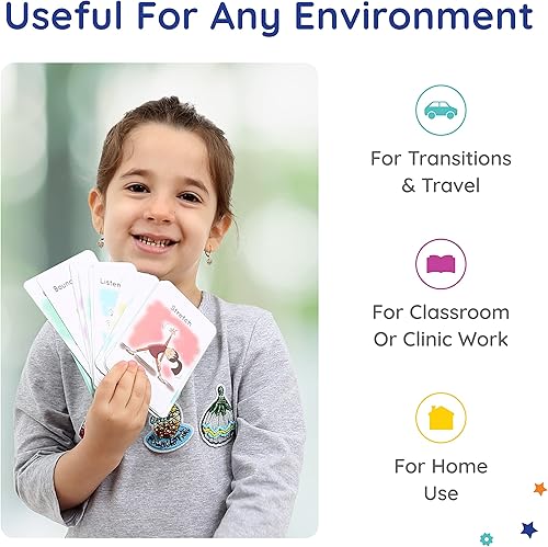 Miniatura 5 de Diversión y función  Tarjetas visuales para calmar  25 tarjetas de comunicación con juegos de movimiento recomendados o actividades para ayudar a