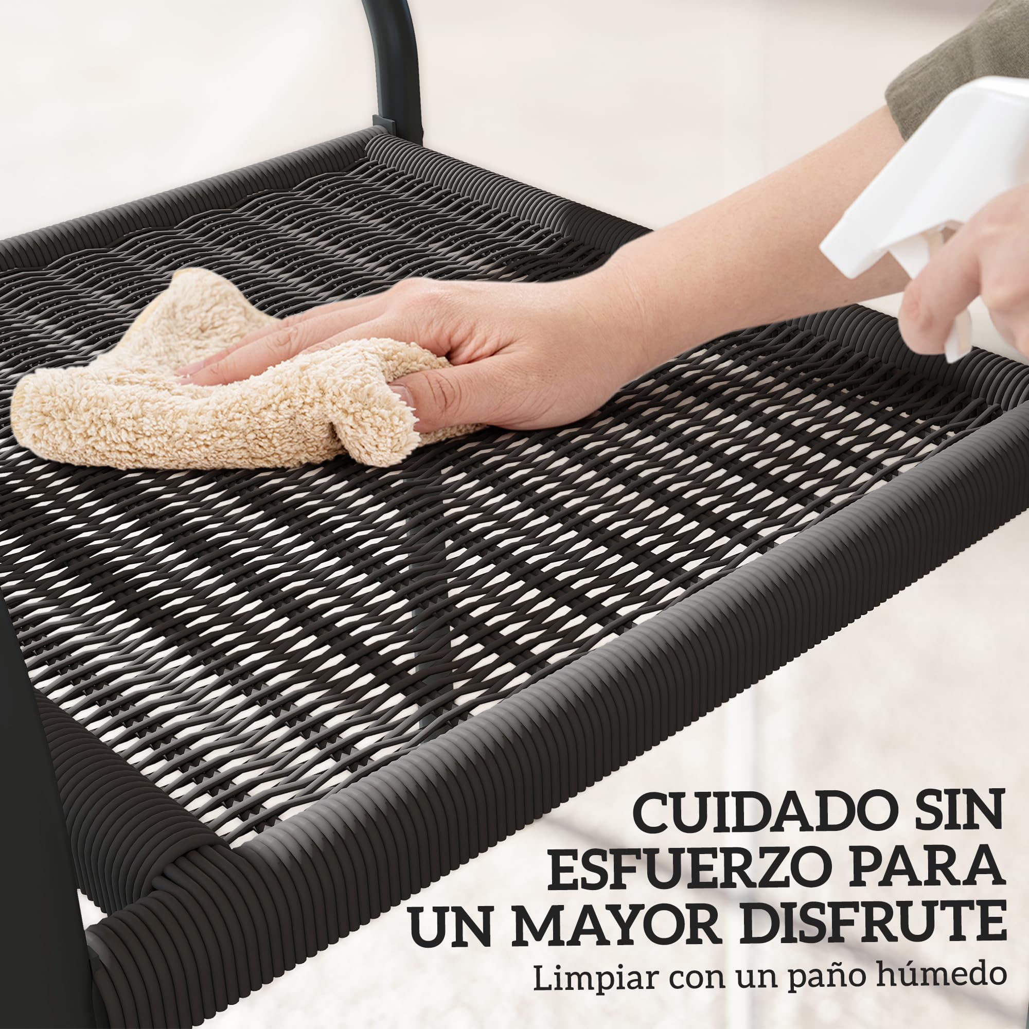 Outsunny Juego de 4 Sillas de Jardín Exterior Apilables, Sillas de Comedor Exterior Efecto Ratán, con Reposabrazos, Marco de Acero, Resistente a la Intemperie y Ligero, 55x60x83 cm, Negro