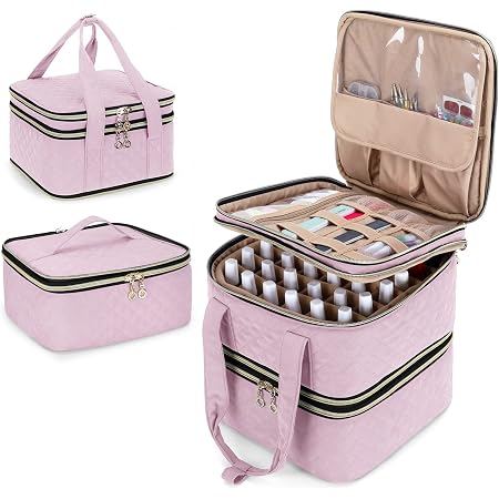 Amazon.com: YARWO Estuche organizador de esmalte de uñas con capacidad para  72 botellas (0.5 fl oz/0.5 fl.oz), bolsa de almacenamiento desmontable para  esmaltes de uñas y herramientas de arte de uñas, color