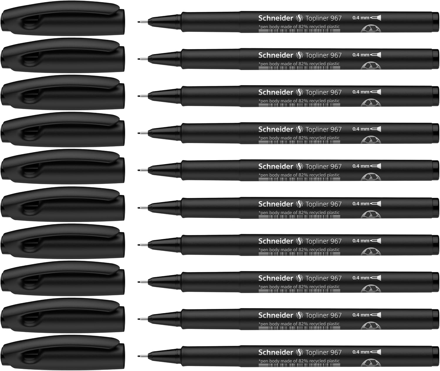 Schneider Topliner 967 Fineliner 0.4mm, Box of 10, Black (9671)