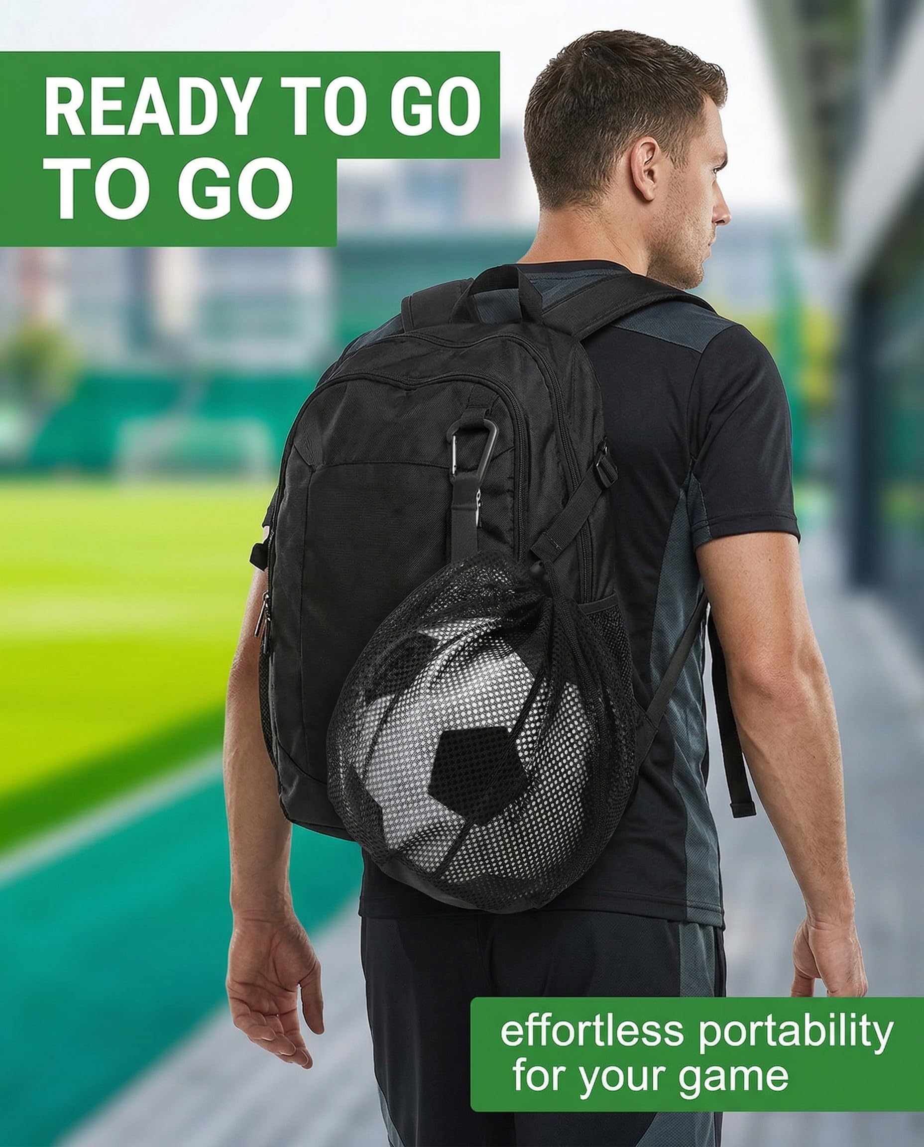 Bolsa Red para Balón de Fútbol con Mosquetón y Cordón Ajustable, Resistente para Baloncesto y Voleibol