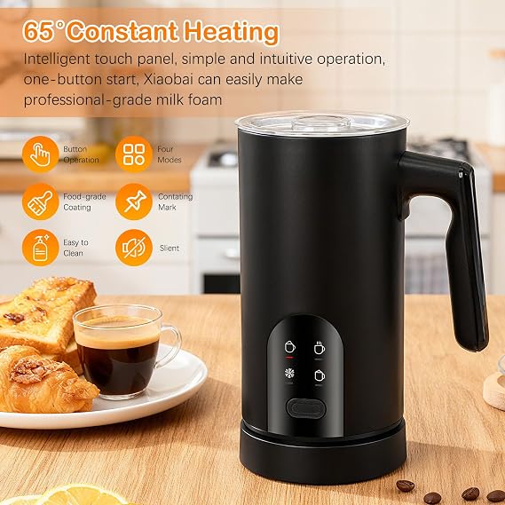 Milk Frother Electric 4 in 1 Automatic Milk Frothers, 11.8OZ /350 ml Large Capacity Hot Chocolate Velvetiser, Silent Milk Steamer & Frother, Hot and Cold Milk Foamer for Coffee Latte Cappuccino