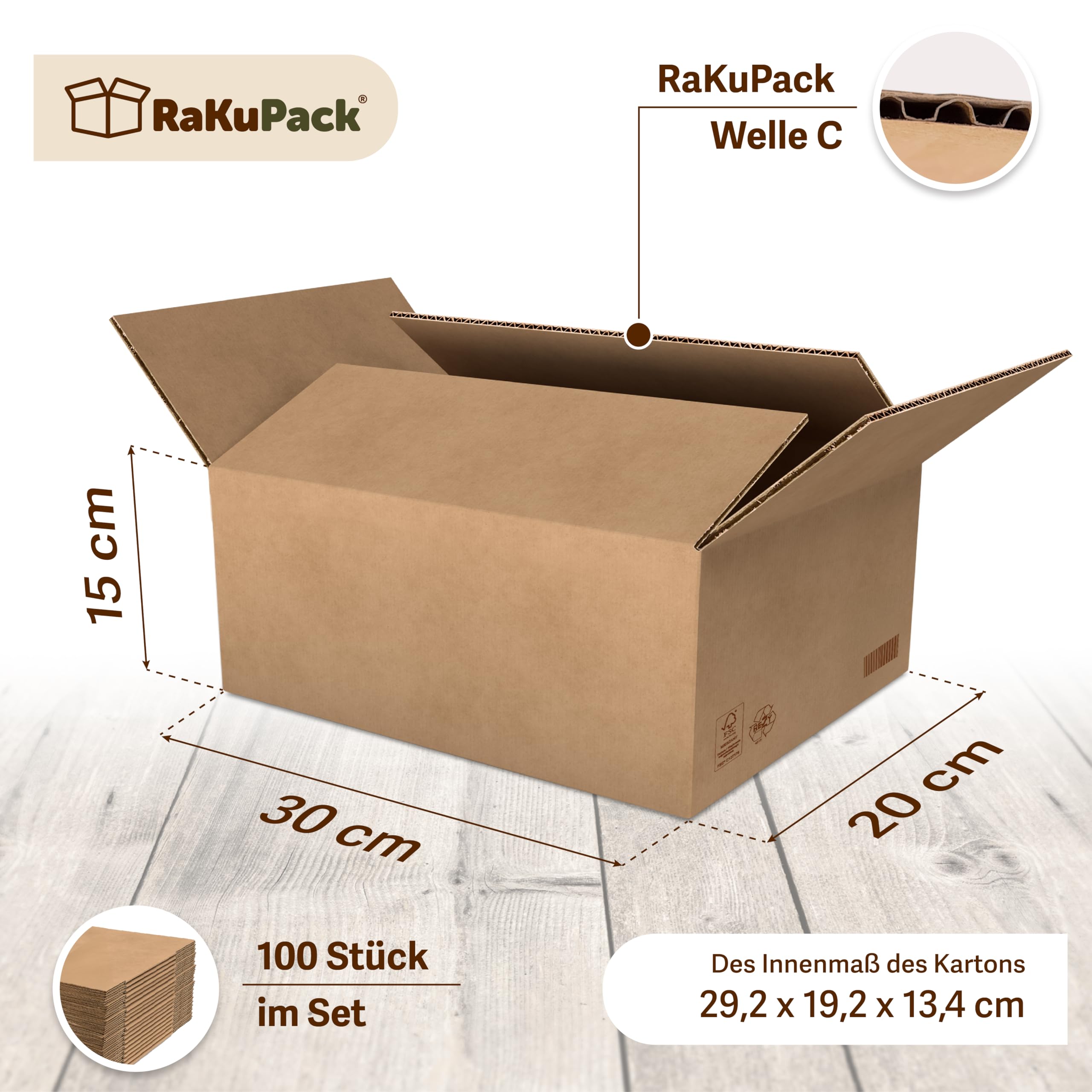 carton d'expédition 100 pièces carton pliable 300 x 200 x 150 mm carton d’emballage marron différentes tailles