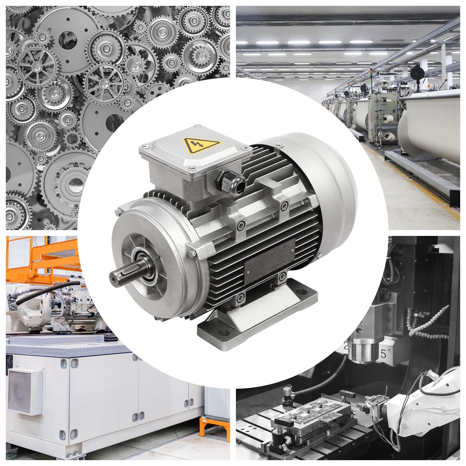 1.5KW 380V Elektromotor Aluminium Drehstrommotor mit Reines Kupfer Spule Motor, 1405r/min 3-Satz-Elektromotor Schaftdurchmesser 19mm, IP55 Kompakt Dreiphasige-Motor mit Verdickte Basis