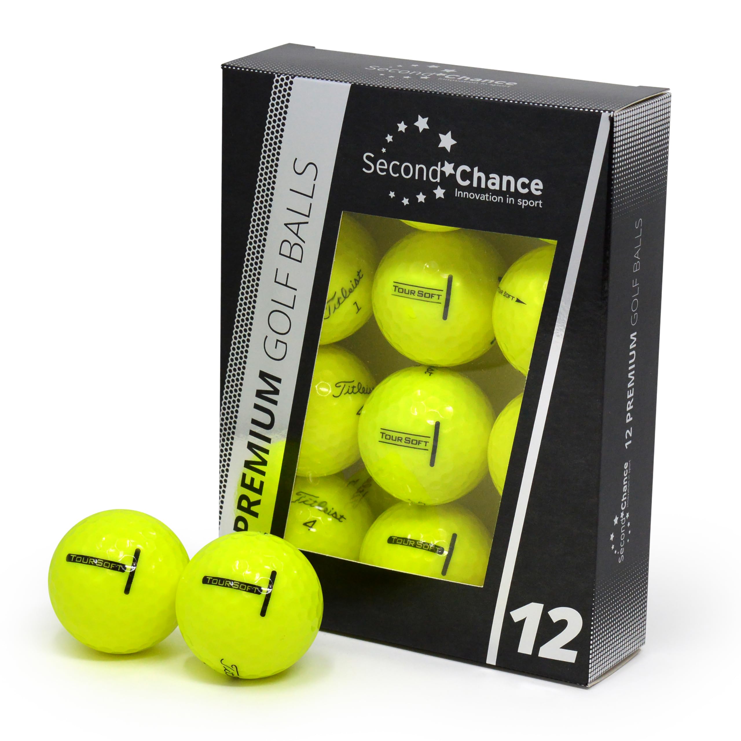 Second Chance Recycled Lake Golf Balls, Used Golf Balls - 12 Pack Grade A for Titleist Tour Soft Golf Balls, Yellow
