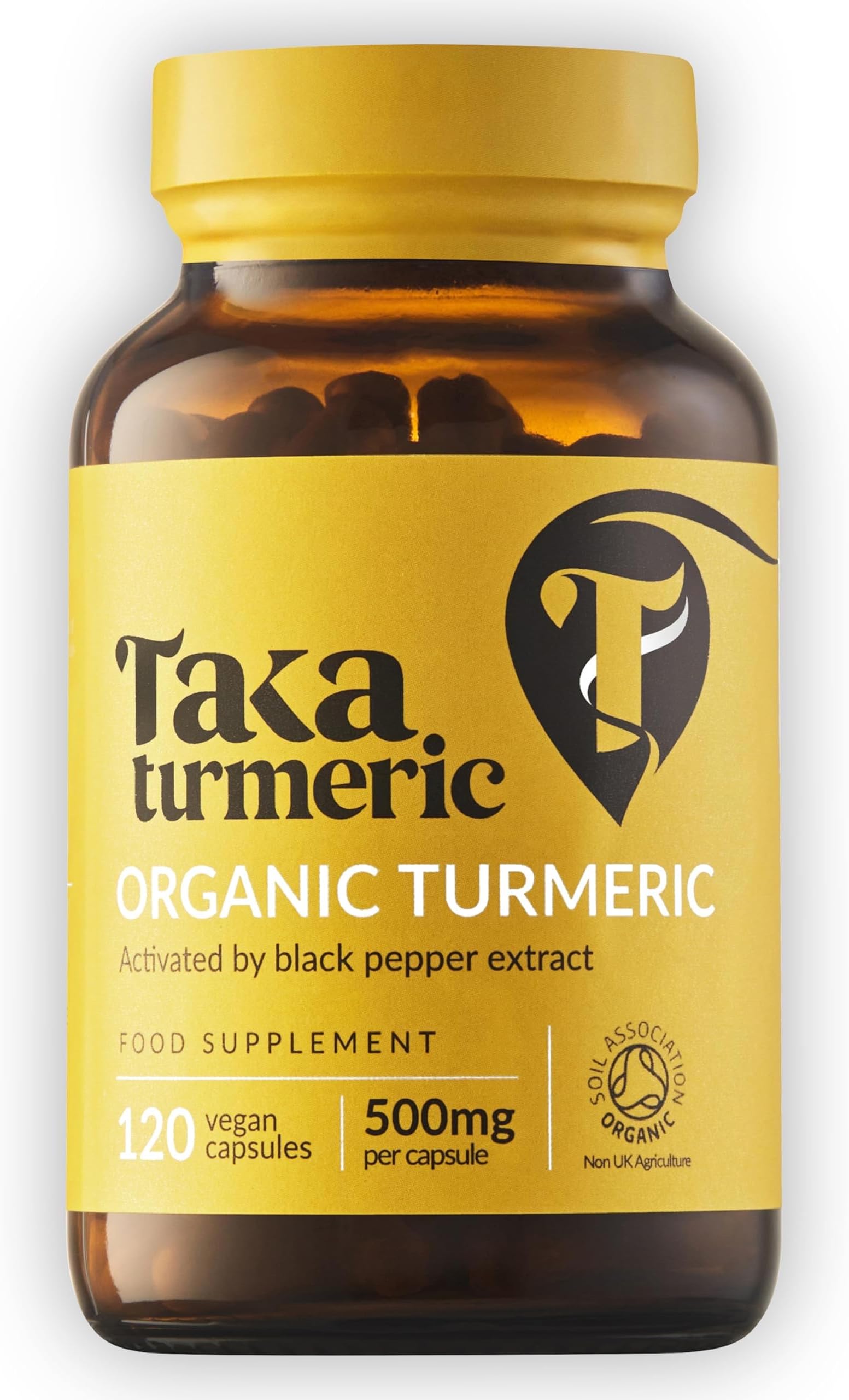 120 Caps Organic Turmeric with Black Pepper Extract Tumeric Curcumin Supplement, High Strength Tumeric Capsules with Curcumin and Black Pepper, Vegan, Recyclable Packaging