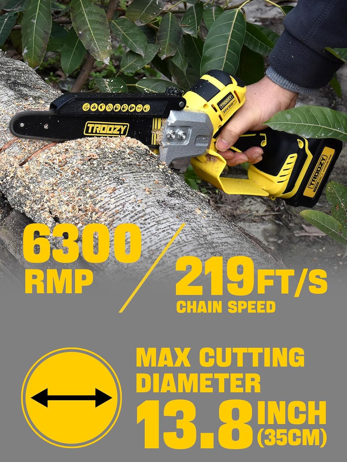 Electric 2-in-1 Cordless Pole Saw & 8" Chainsaw, Brushless Pruning Saw with 4.0Ah Battery, Extendable Tree Trimmer for High Branch Pruning & Limb Cutting