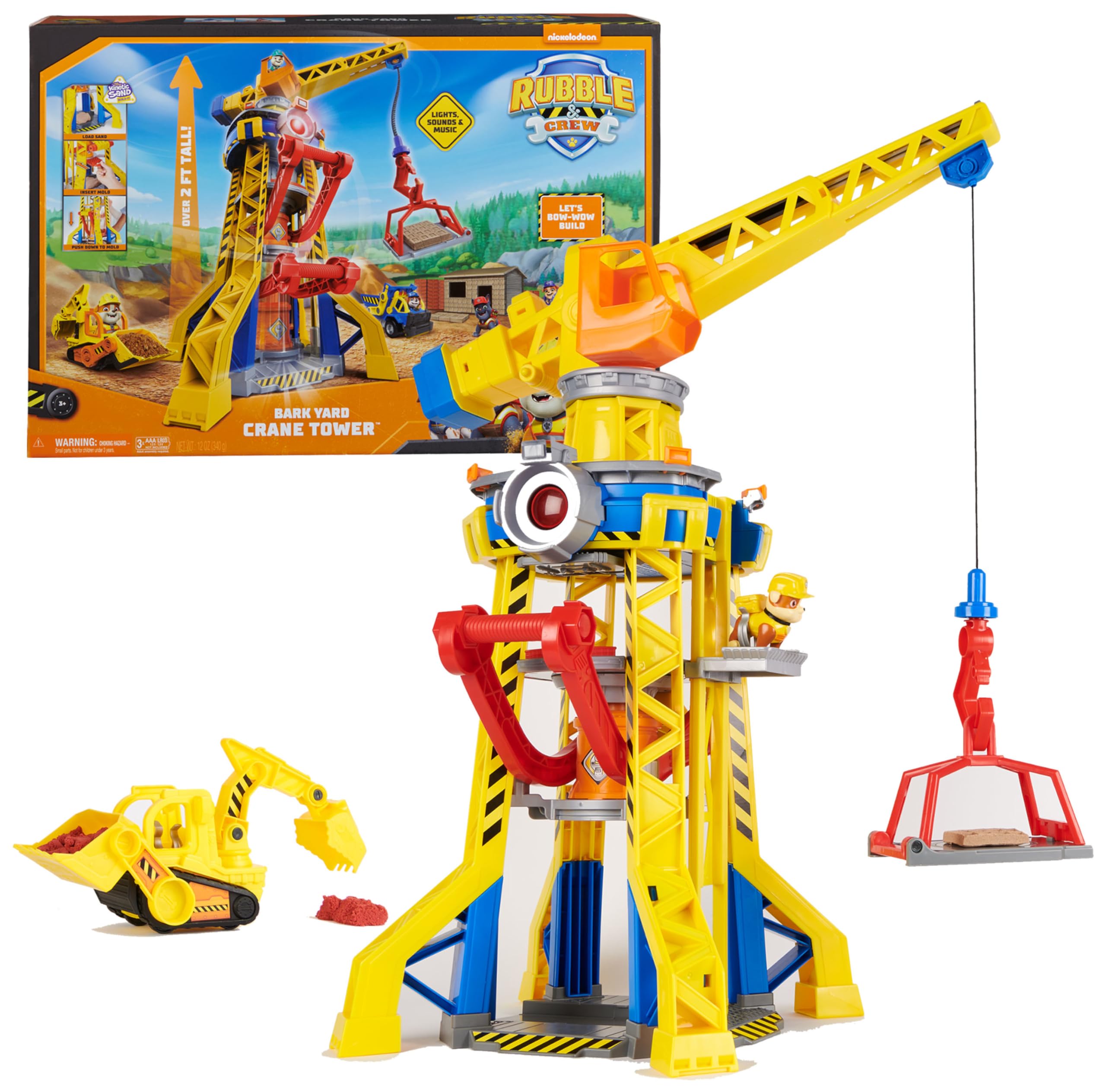 kran spielzeug ab 2 jahre Rubble & Crew – Baupfoten Hof Kran-Spielset (68 cm) mit Rubble