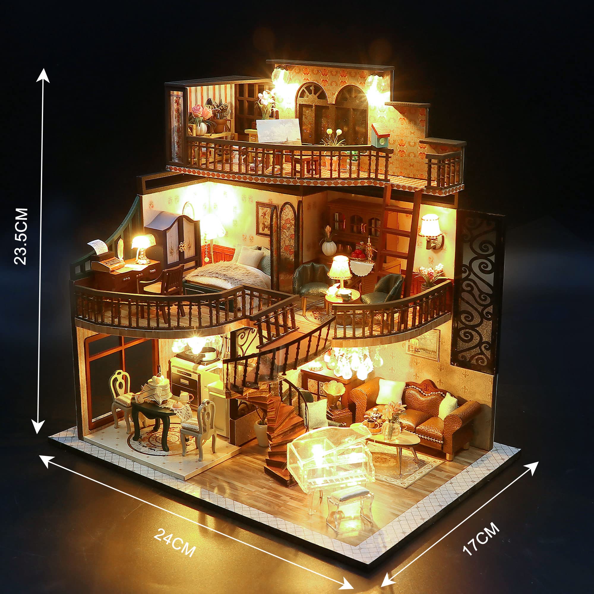 Sexy Outfit Kit Fai da Te per casa delle Bambole in Miniatura per Adulti, per Costruire Una Mini casa Fai da Te con mobili Musicali, Crea Il Tuo Modello di casa Artigianale per la Festa del papà