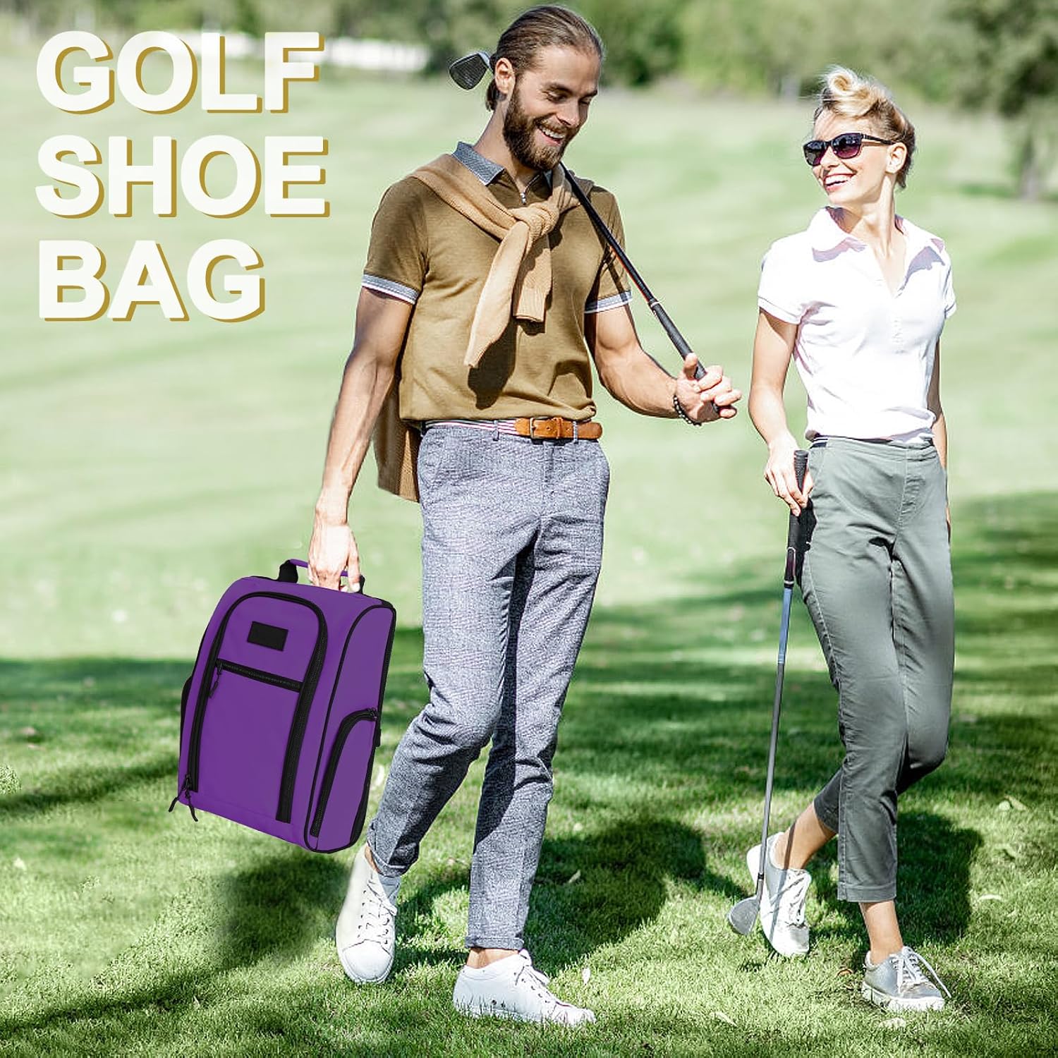 Goloni Golf Shoe Bag for Men & Women, Padded Travel Shoe Bag with Side Accessory Pockets,Sport Shoe Carrier for Golf Shoes,Socks,Tees & Balls,Durable & Lightweight Design,Purple - Image 6