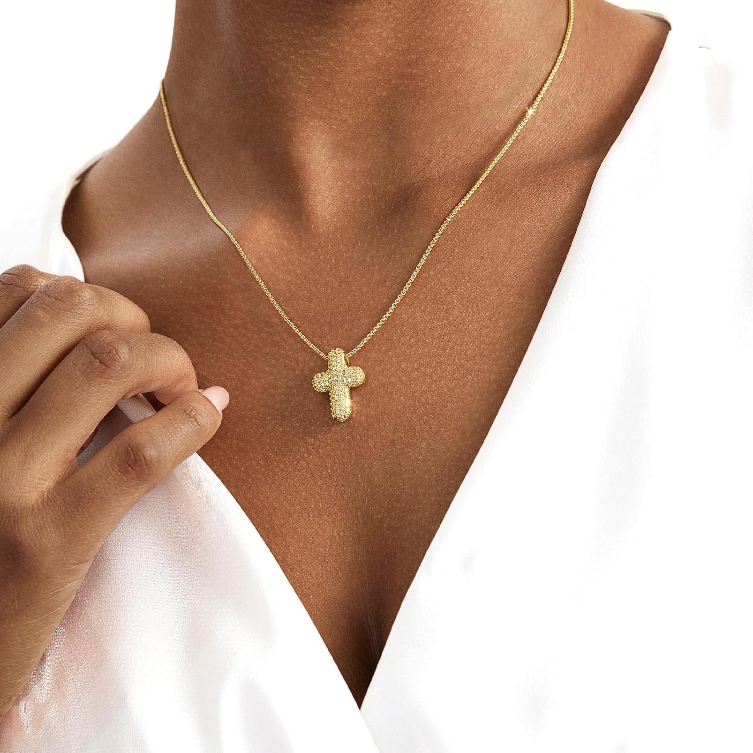 Partm Gold Cross Necklace for Women 14K Plated Dainty Pendant Cross Chain Faith Crucifix Choker Baptism Necklace for Women Trendy Religious Jewelry Hypoallergenic - Image 9