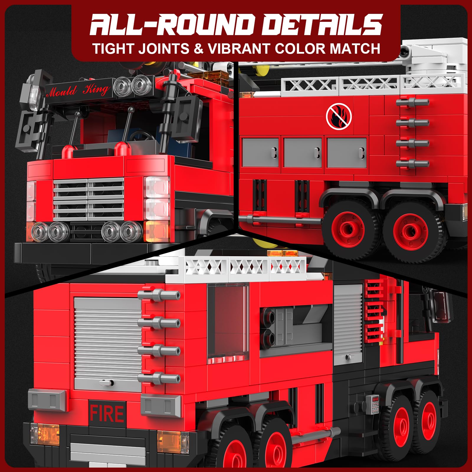 Mould King 24094 MOC Kit de modélisation technique pour camion avec échelle de toit pliable, briques de construction de camion de pompier, cadeaux pour 8 ans et plus (752 pièces)