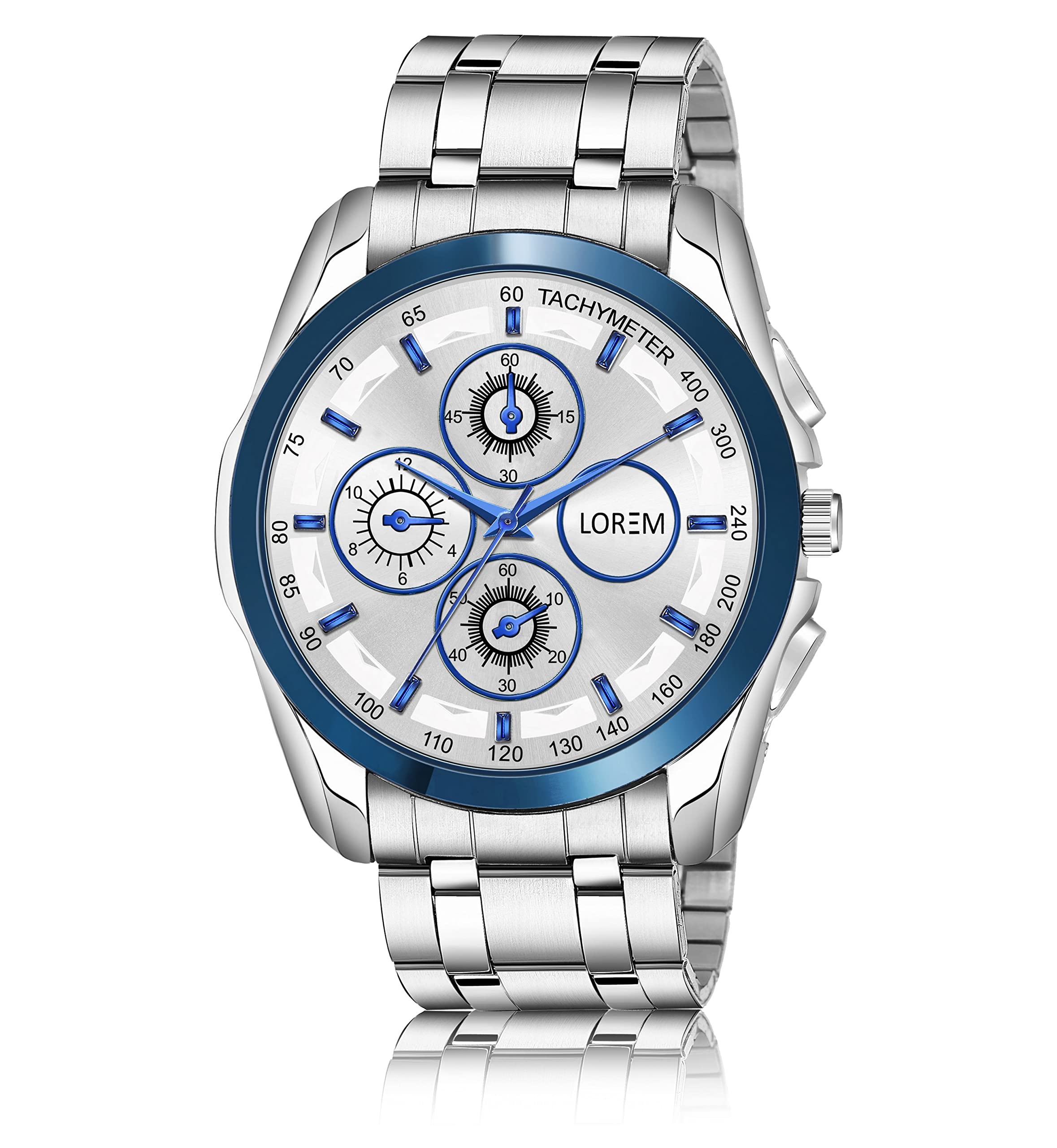 LOREM Blue & Silver Dummy Chronograph Metal Analog & Casual Watch for Men MC-LR117 (B0B8H2D6K9) Amazon Price History, Amazon Price Tracker