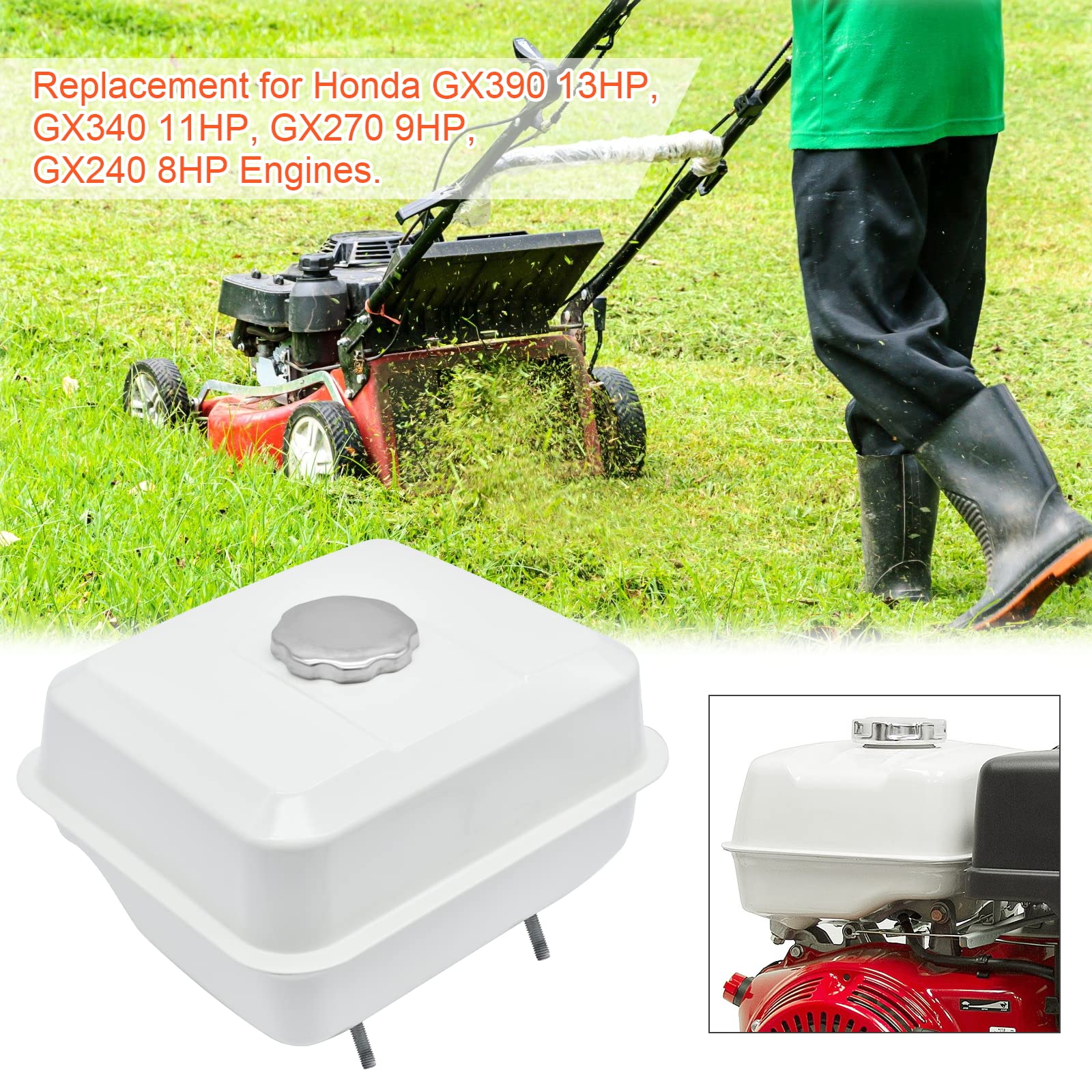 Wai Danie 17510-ZE2-801ZC Réservoir à essence 6L Compatible avec Honda GX240 GX270 GX340 GX390 8HP 9HP 11HP 13HP Moteurs 17510-ZE2-010ZA 17510-ZE2-020ZA 17510-ZE2-800ZC 17510-ZE3-020ZA