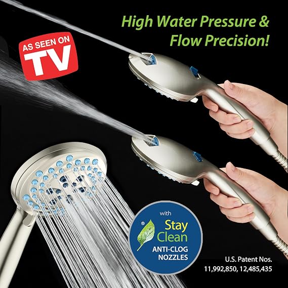 AquaCare New 8-mode High Pressure Handheld Shower Head w/ 2-way Power Wash
