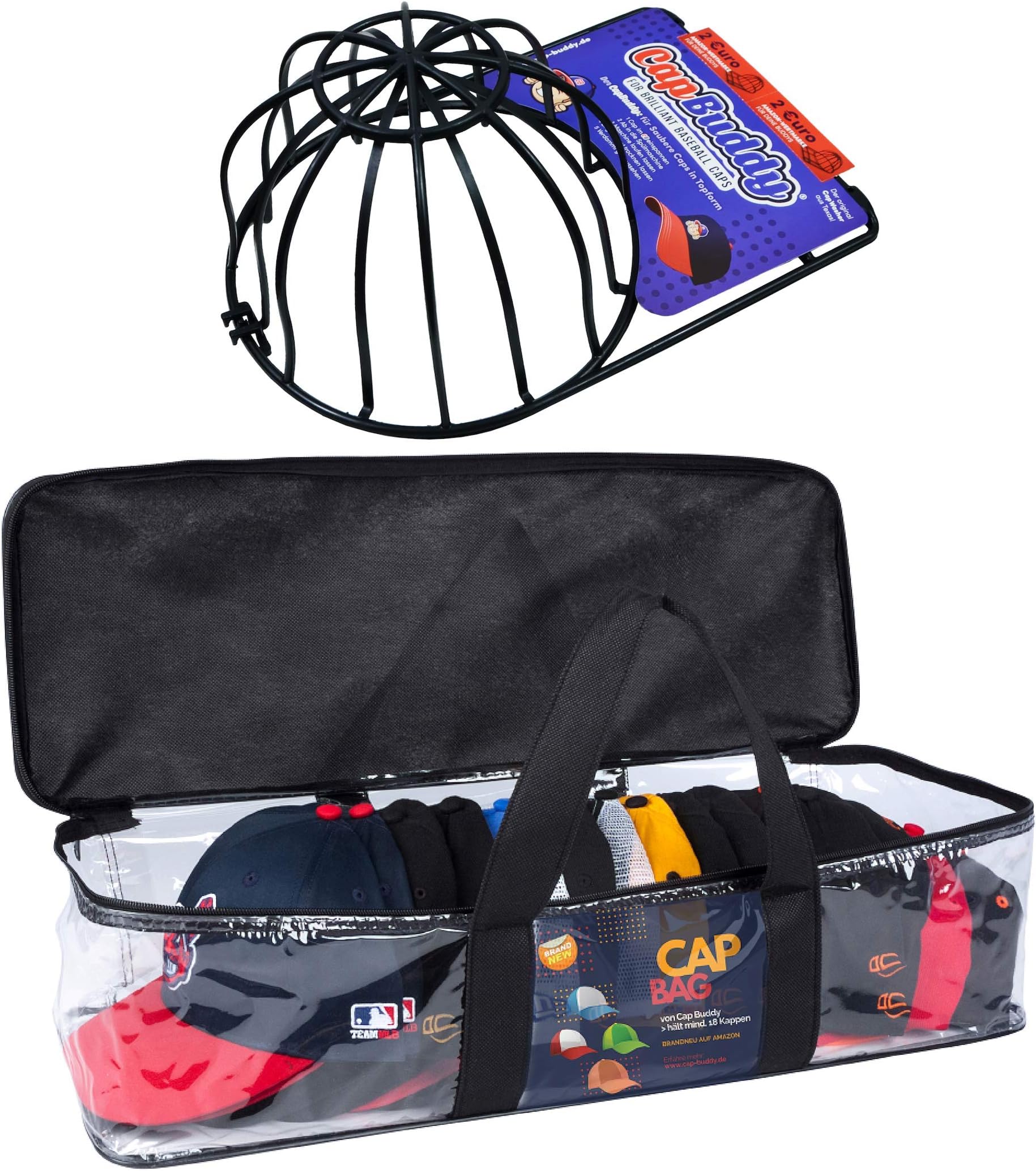 Cap Buddy Cap Bag & Cap Washer Set Original Plus Cap Storage Bag of at least 18 Baseball Caps