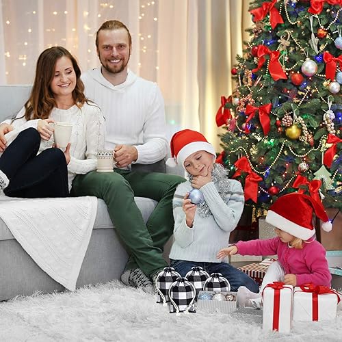 Miniatura 6 de 24 bolsas de regalo de Navidad a cuadros con cordón, bolsa de arpillera de Navidad con cordón, bolsa de Navidad de algodón lavable para envoltura de