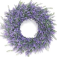 GLIDLION 26" Purple Lavender & Eucalyptus Wreath - Large Lifelike Artificial Greenery for Front Door, All Seasons Farmhouse Outdoor Decor