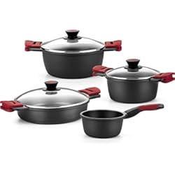 Bateria De Cocina Eco BRA PREMIERE - Batería 7 Piezas Aluminio Fundido Antiadherente, apta para todo tipo de Cocinas e Inducción