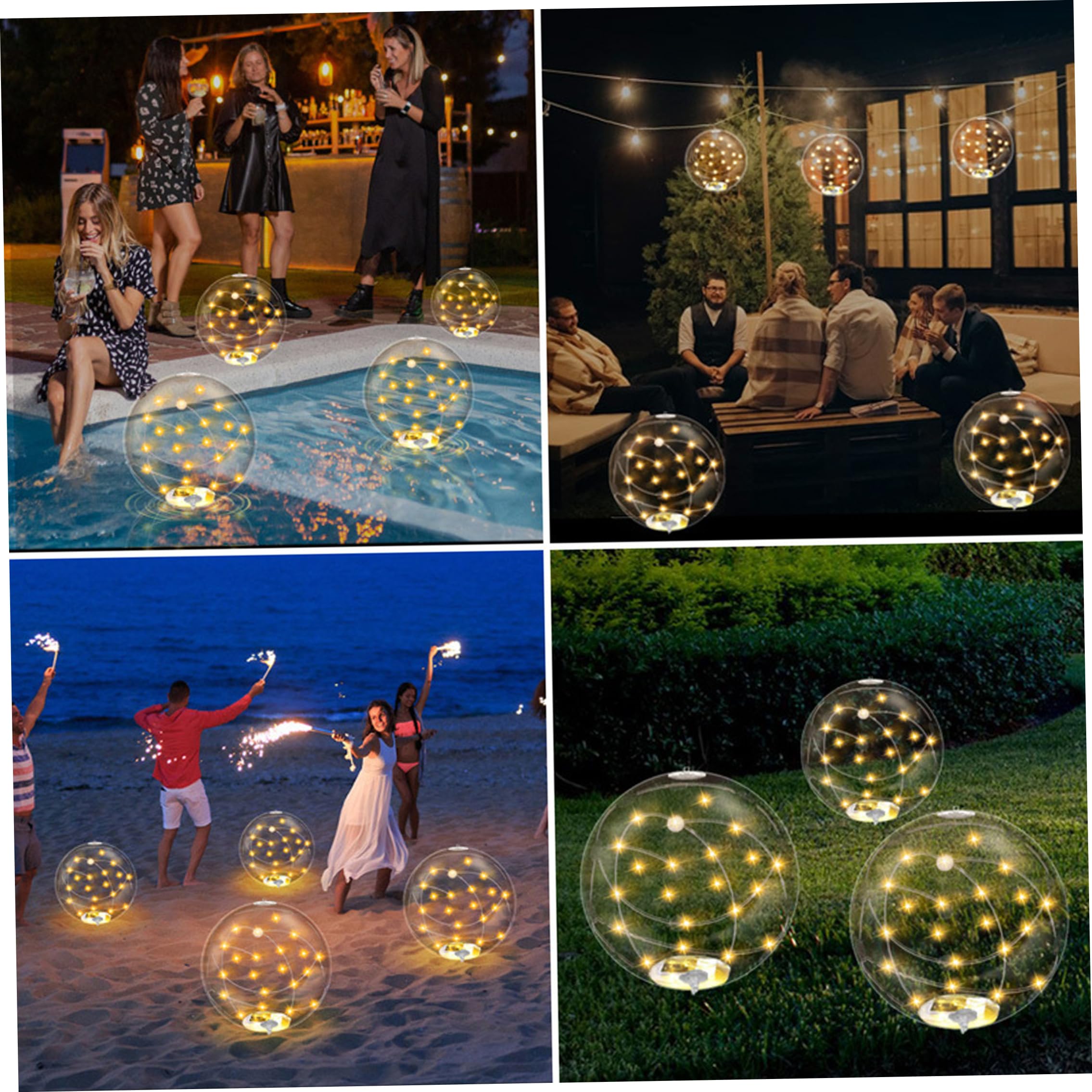 Palline luminose a LED gonfiabili, confezione da 2 luci solari galleggianti per piscina, 14 impermeabili per piscine fuori terra, decorazioni per giardini e feste