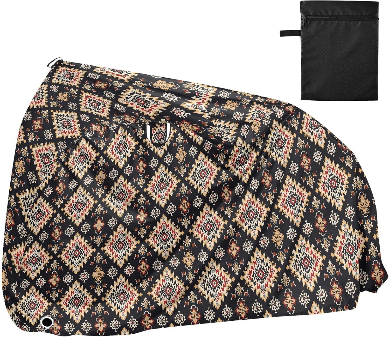 ALAZA Retro Ikat Flowers Aztec Art Bike Cover Waterproof Outdoor Ebike Bicycle Covers Tarp Protection for 1/2 Bikes, Sun UV Dust Wind Proof