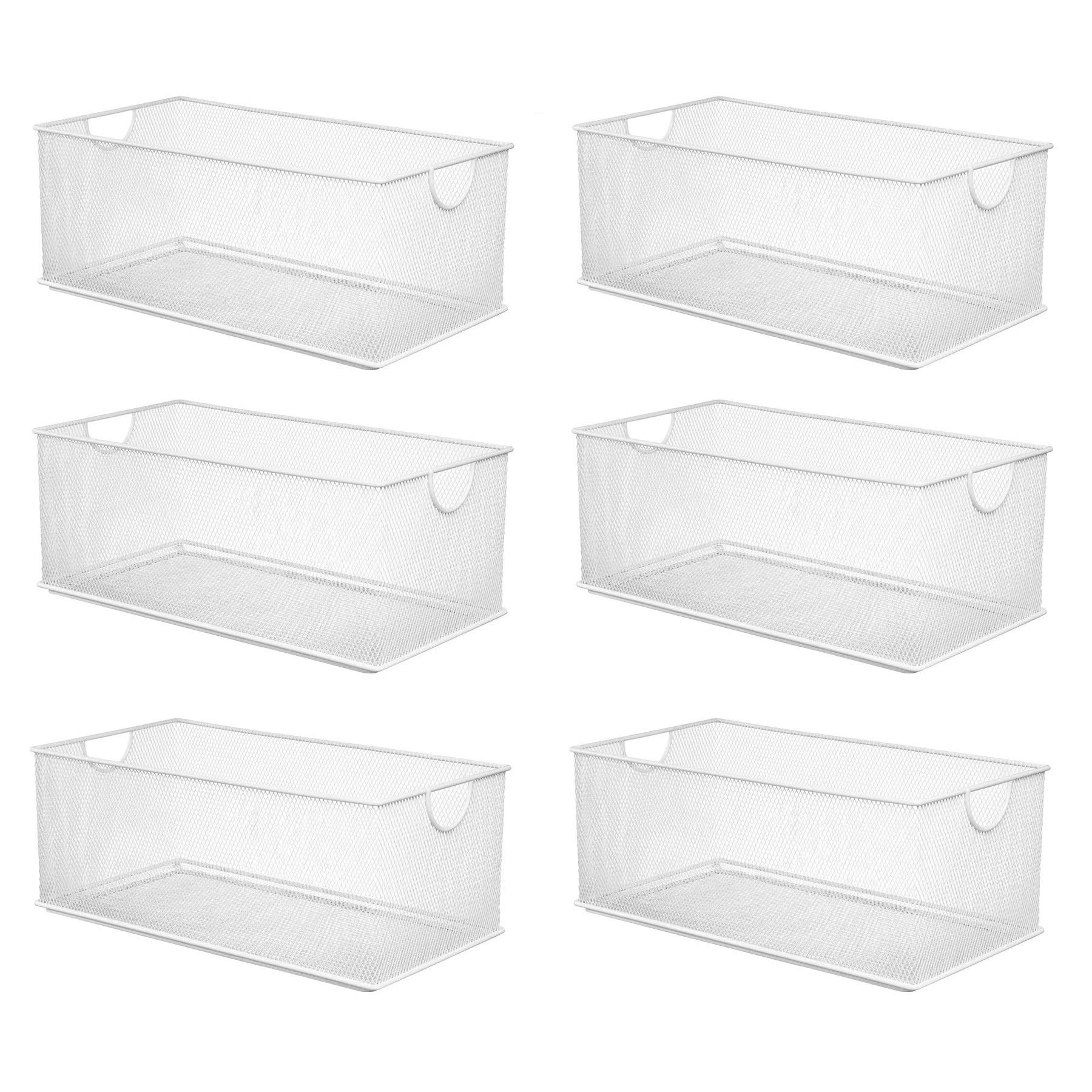 YBM Home Household Wire Mesh Open Bin Shelf Storage Basket Organizer for Kitchen, Cabinet, Fruits, V