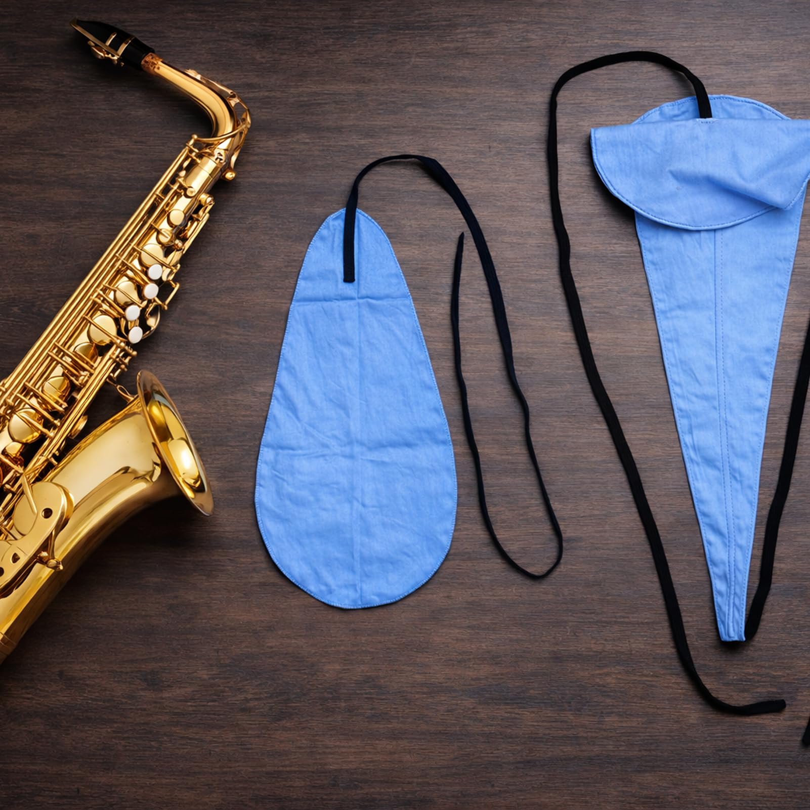 2 pièces kit d'entretien pour saxophone, chiffons de nettoyage avec corde de tirage, pour retirer facilement l'humidité et la saleté du tube intérieur, doux, absorbant et délicat