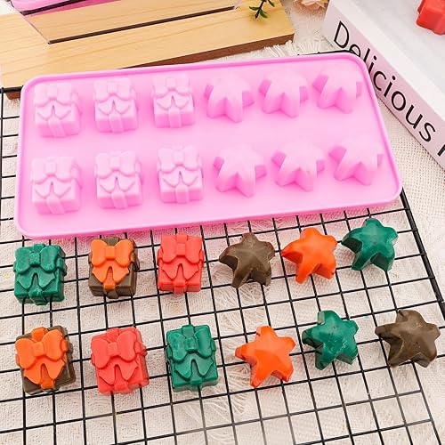 Miniatura 8 de Moldes de silicona para chocolate de Navidad, 5 unidades, árboles de Navidad, calcetines de copo de nieve, campanas, hombre de jengibre, moldes para