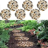 EYZH 9 Inch Round River Rock Stepping Stones - 6 Pack Natural Stone Garden Pathway for Walkways, Patios, Yards & Landscaping