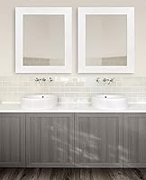 Vista 6 de Kate and Laurel Garvey - Espejo de pared con marco de madera, 36 x 30, blanco rústico