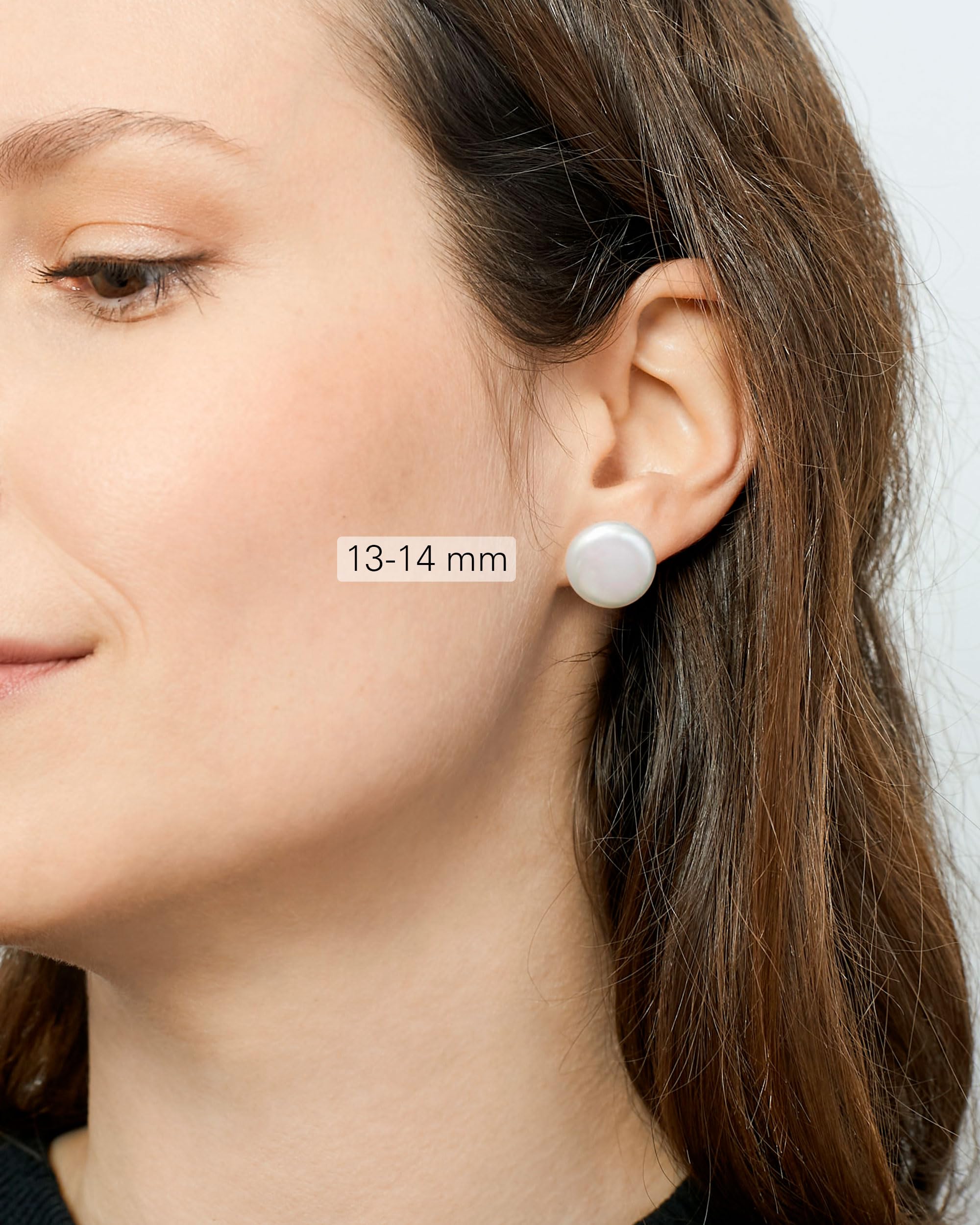 Perlenohrringe Damen Süßwasser Zuchtperle - Münzform - Secret & You - Perle Ohrstecker 925 Sterling Silber - Erhältlich in 11-12 mm, 12-13 mm und 13-14 mm