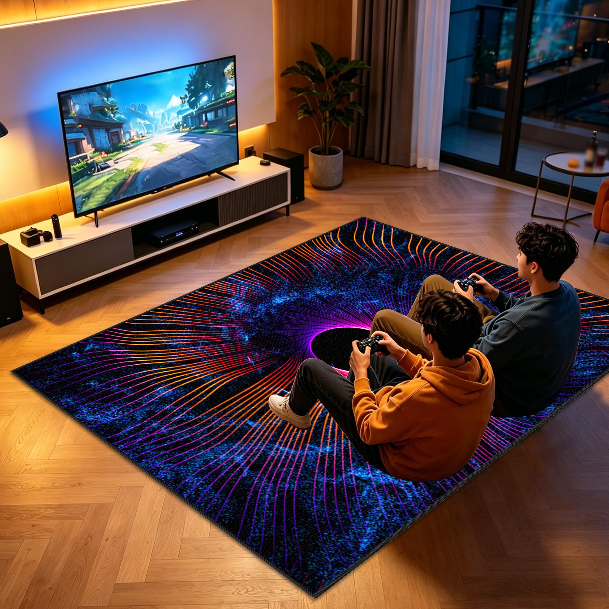 Alfombra Salon Grande Lavable, Alfombra de área de juegos para dormitorio de niños, 3D Alfombras Gamer Gaming antideslizante, Alfombra Habitación Juvenil para Sala de Juegos, Dormitorio 200 x 250 cm