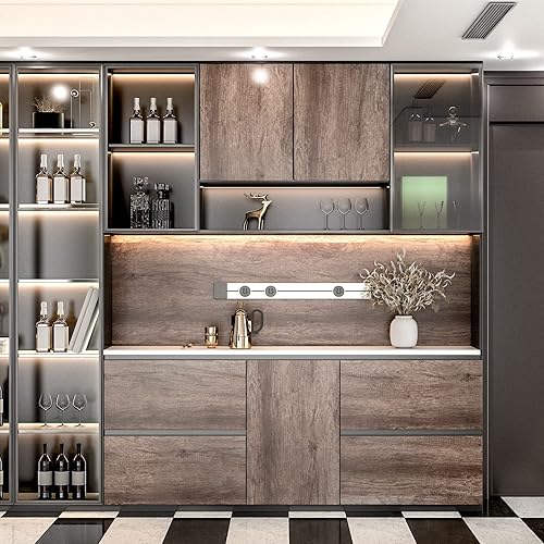 Vista 4 de AbaBoorty Papel tapiz clásico de madera de roble gris de 85 x 15.8 pulgadas, papel tapiz de vinilo con aspecto de madera para armarios y estantes