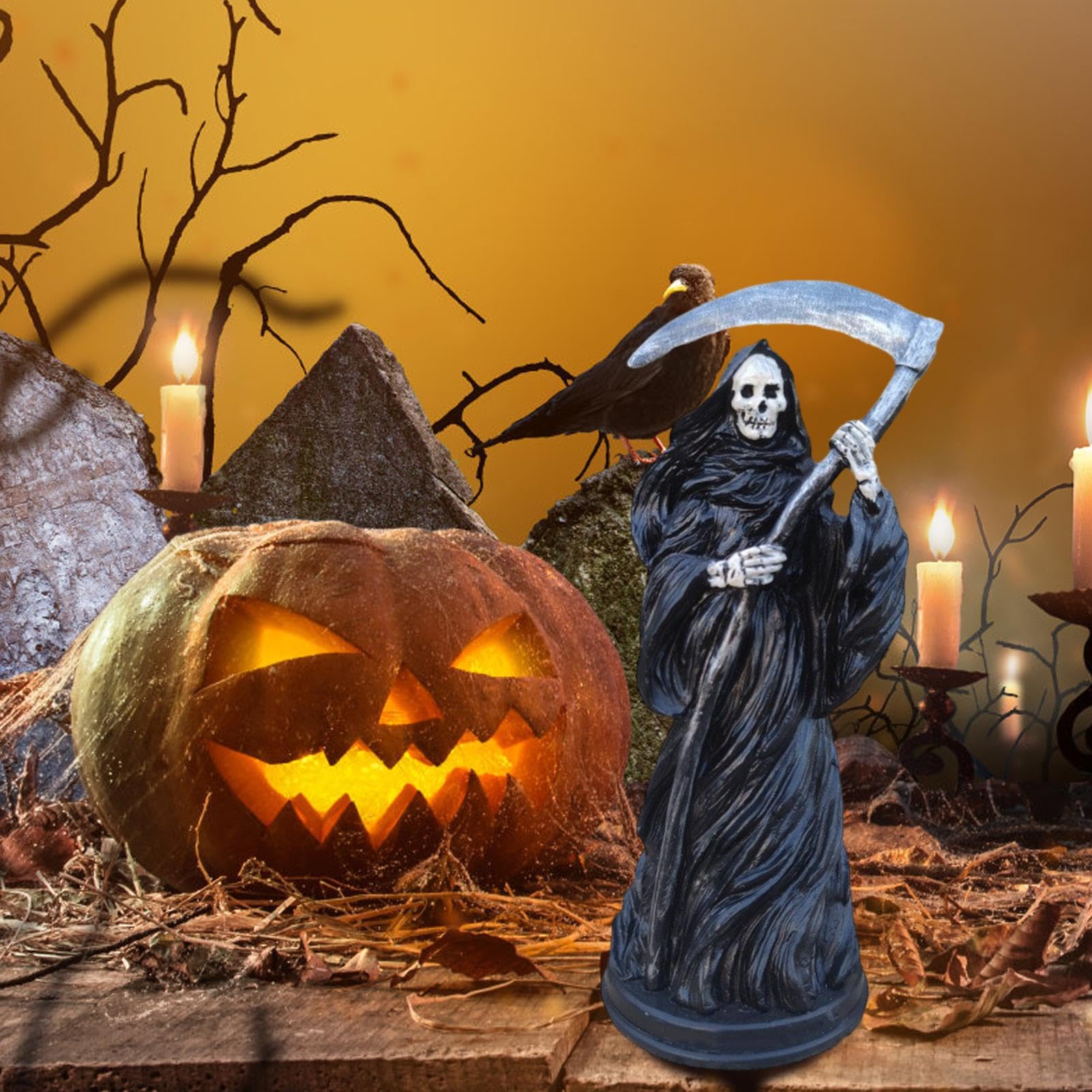 Amazon.co.jp: 死神像の装飾、死神の彫刻 | ハロウィン樹脂ブラック