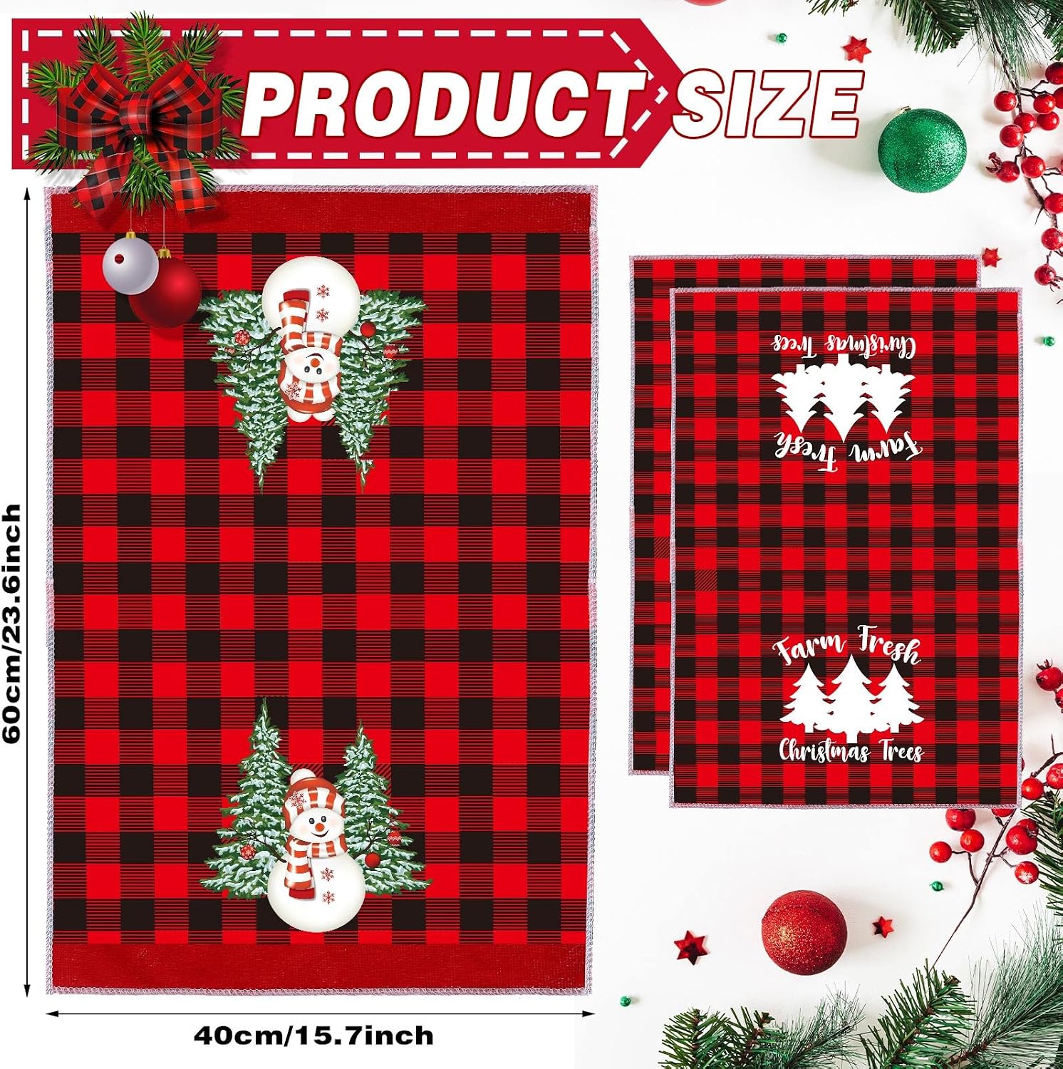 Hosuly 12 Pcs Christmas Kitchen Towels Bulk, 23.6 x 15.8 Inch image 2