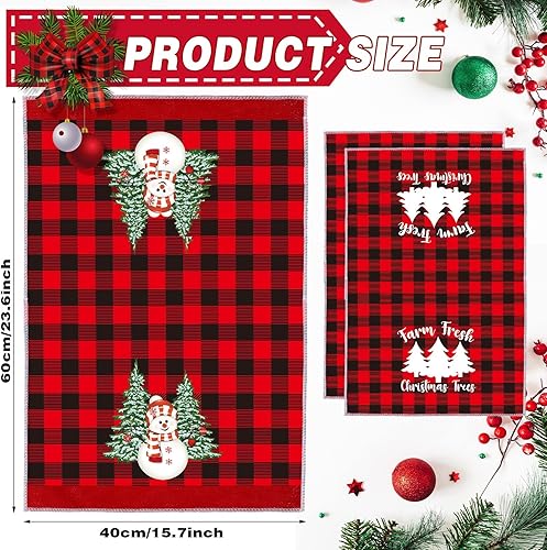 Miniatura 2 de Hosuly 12 paños de cocina de Navidad a granel para baño, cocina, toallas de mano a cuadros rojos y negros, paños de cocina para invitados, paños de
