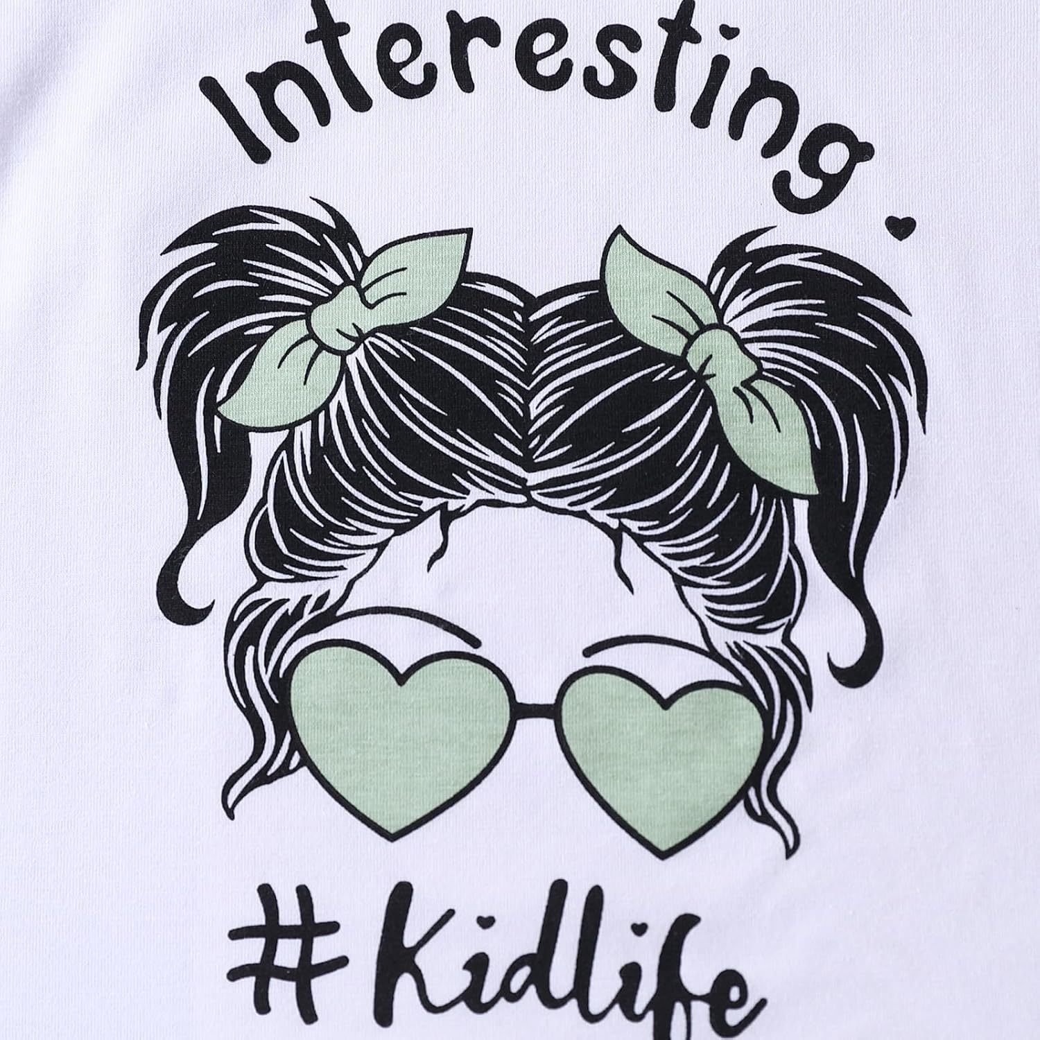 Kid Girl Clothes Outfits Figure Letter Graphic Tee Top + Flap Pocket Pants 2PC Spring Summer Clothing Set Green 4-5T image 8 of 9 B0DQ1SSB66
