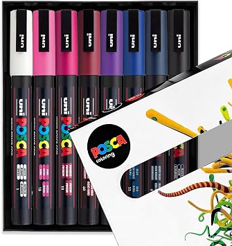 POSCA Coloring - PC-3M Midnight Tones - Set of 8 - in Gift Box