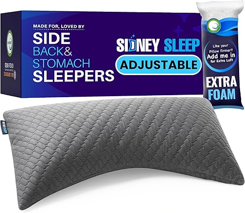 Miniatura 20 de Sidney Sleep Almohada de relleno de contorno curvo ajustable, tamaño Queen, para personas que duermen de lado y espalda, soporte cómodo para cuello