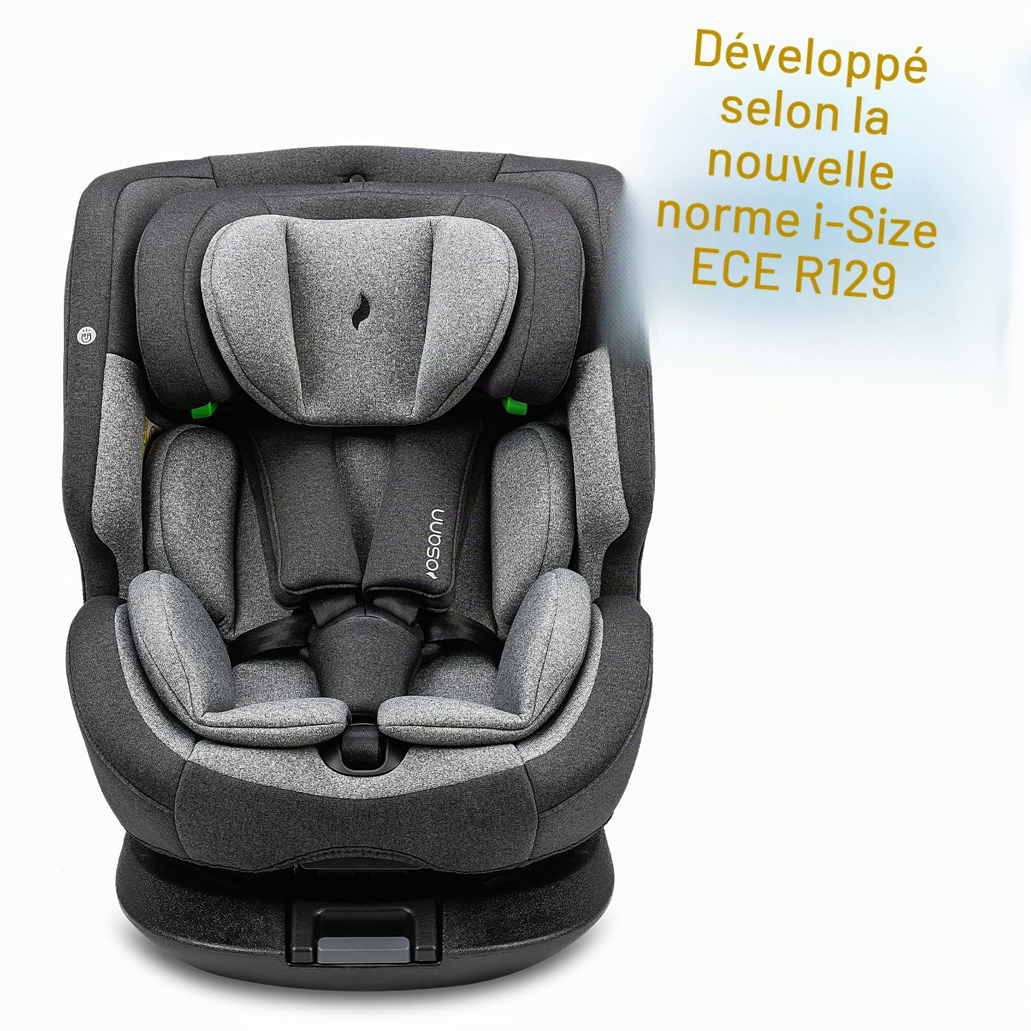 OSANN - Siège auto bébé/enfant One360 Rotatif 360° Isofix - 40-150 cm - 0 à 12 ans - Groupe 1/2/3 - Gris, Hauteurs 14 positions, Dos/Face à la route, Supports magnétiques pour sangles d'épaules
