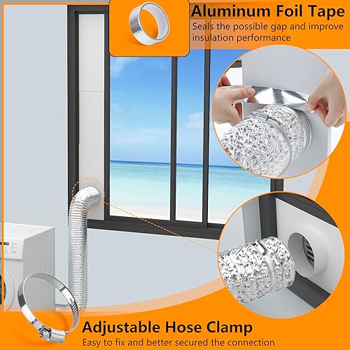 Miniatura 7 de LBG Products Kit de ventana de ventilación para secadora con cubierta de ventilación con listones resistente a la intemperie para manguera de