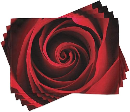 Lunarable Juego de 4 manteles individuales de tela lavable para mesa de comedor, color marrón arena