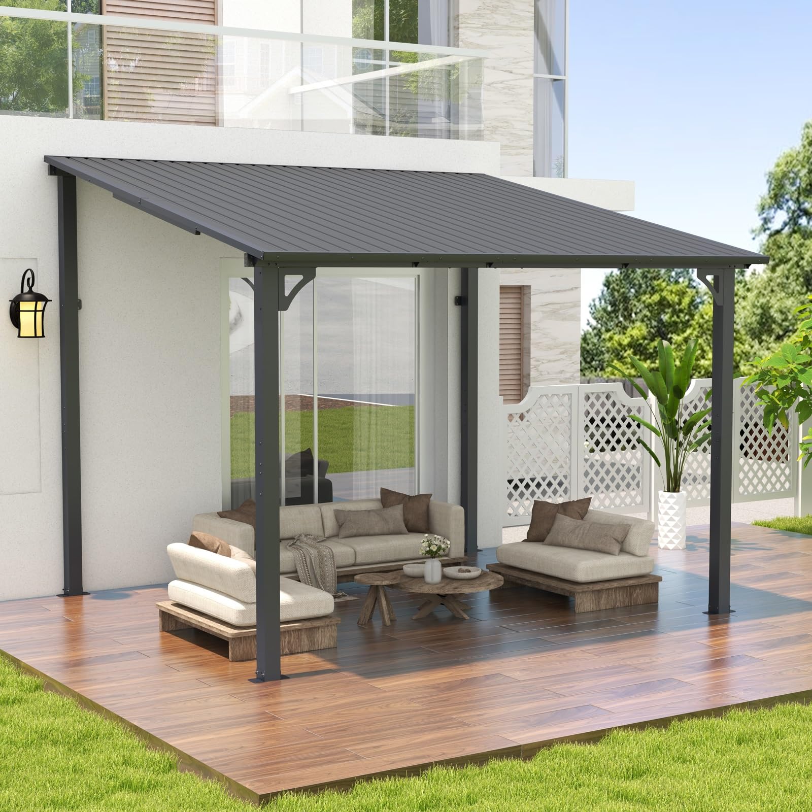 Buy COBANA 8 X 10 Gazebo Hardtop Wall Ed Lean To Gazebo Pergola With Buy cobana 8 x 10 gazebo hardtop wall ed lean to gazebo pergola with