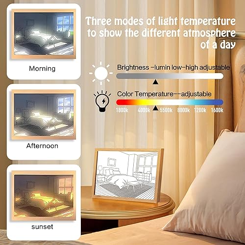 Miniatura 2 de Pintura con luz LED, 3 modos de lámpara de noche de pared ajustable USB, decoración de lámpara de mesa para el hogar, dormitorio, oficina, creativa,